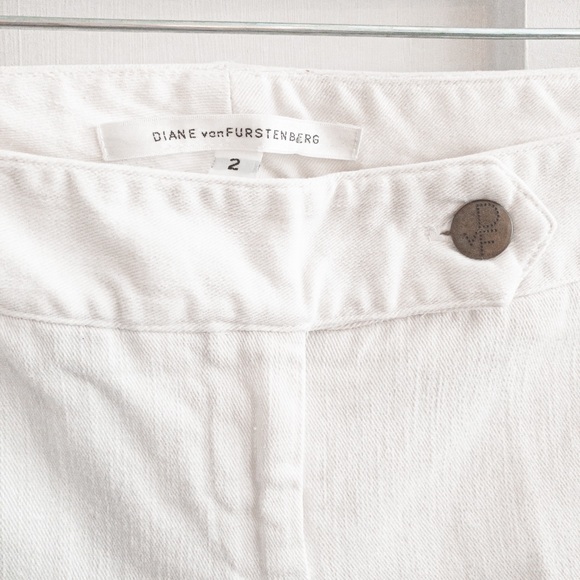 DVF Wide Leg White Pleated Pants Size 2 - Picture 2 of 7